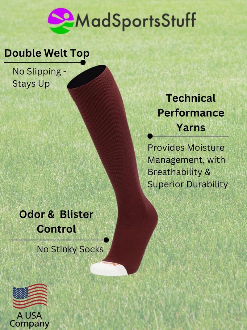 MadSportsStuff Pro Line Over the Calf Baseball Socks (Maroon, Small) - Image 3